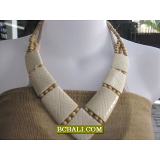 bone necklaces hand carved from cow tribal 